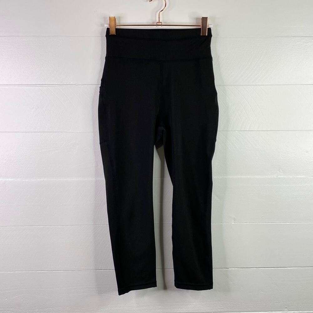 POP FIT‎ Black Workout Gym Capri Leggings With Pockets Size XS